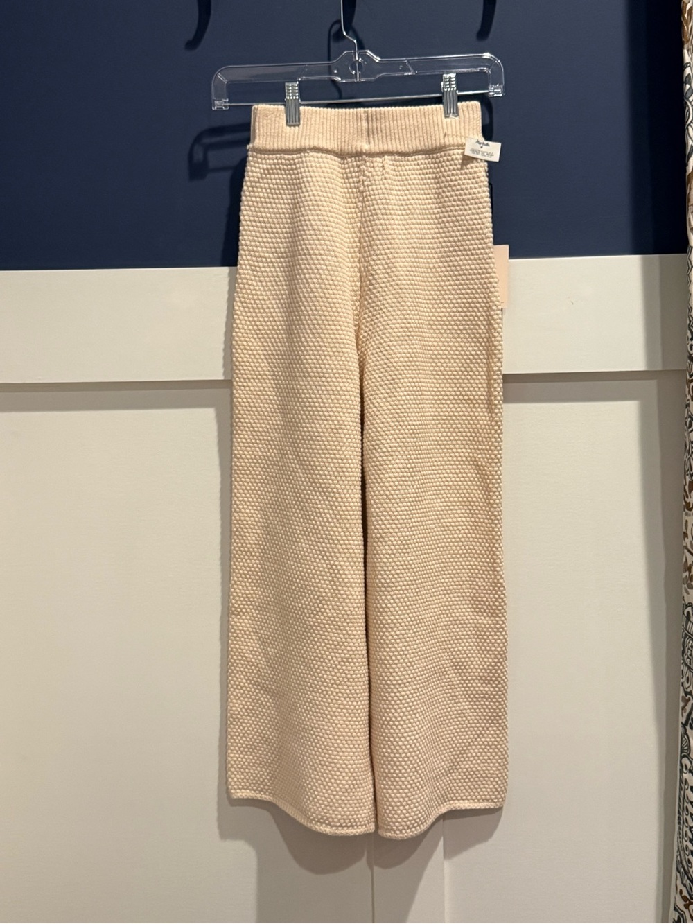 NWT Sincerely Jules Cream Textured Wide-Leg Knit Pants size XS